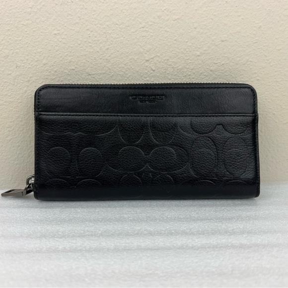 coach Men's ACCORDION WALLET IN SIGNATURE LEATHER Color- black - Picture 1 of 5